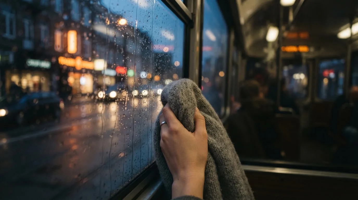 Sadepisaroita raitiovaunun ikkunassa, takana hämärtyvä katu ja kädessä pehmeä villahuivi — luotettava nettikasino kokemuksia